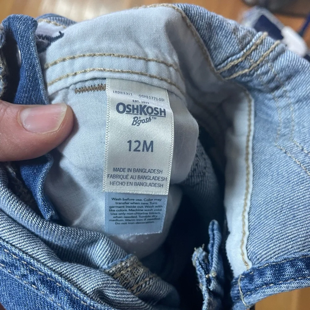 OshKosh B'gosh Classic Blue‎ Overalls with reinforced knees 12 months